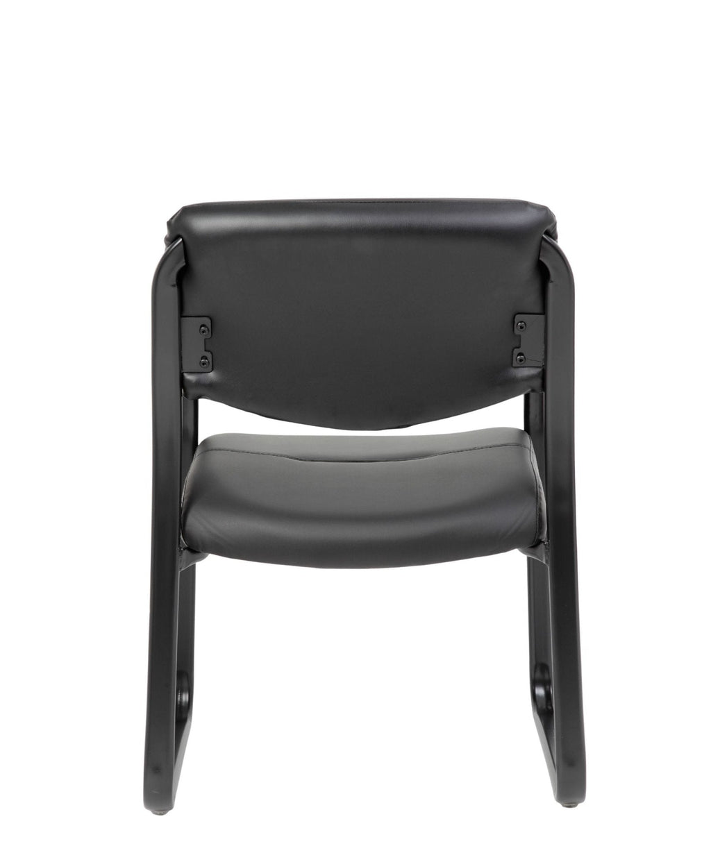 Leather Sled Base Side Chair W/ Arms