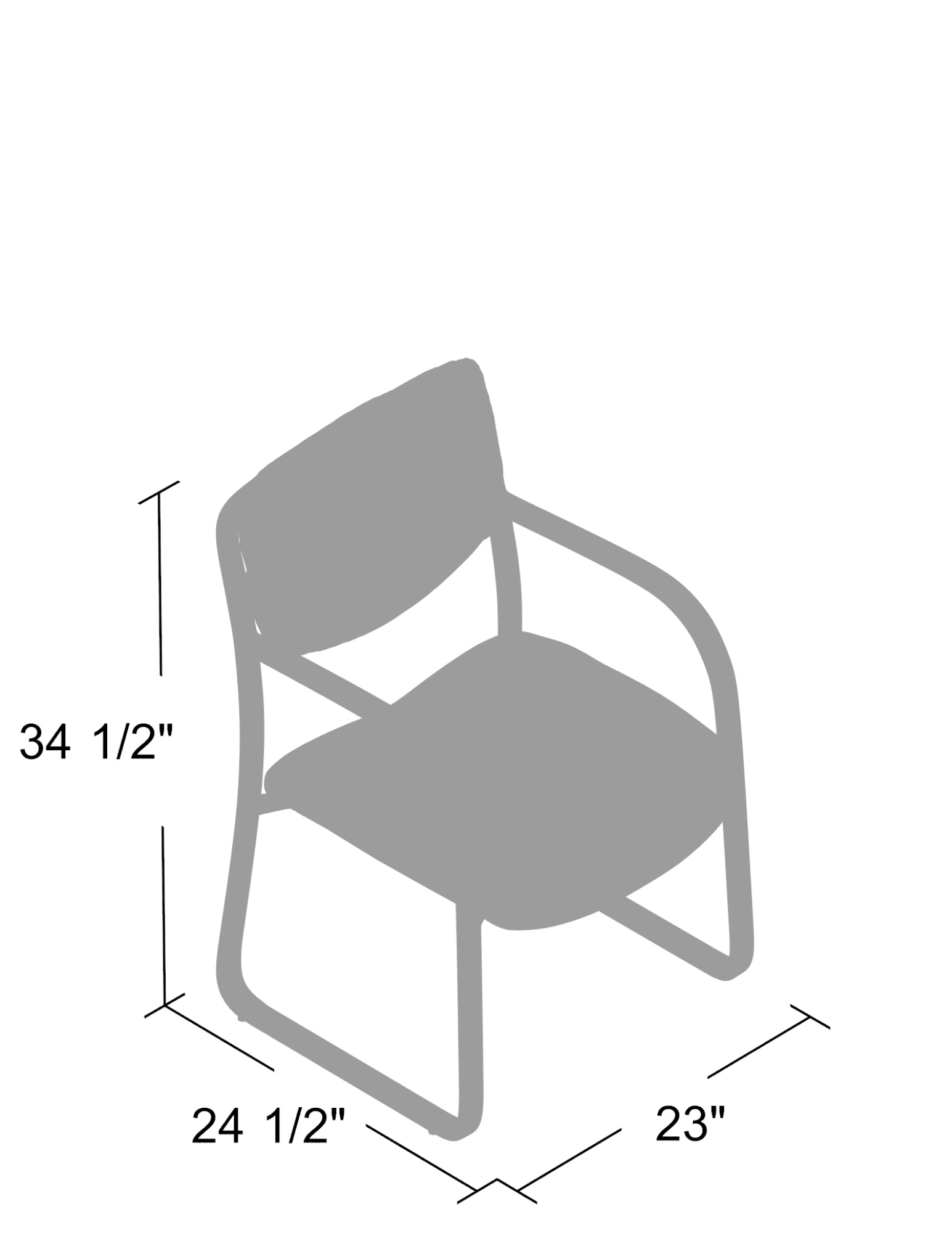 Leather Sled Base Side Chair W/ Arms