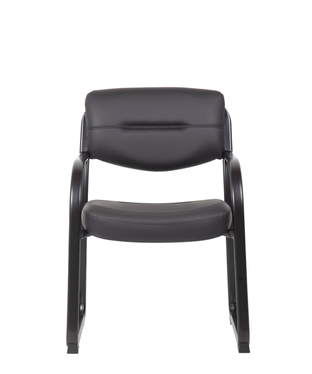 Leather Sled Base Side Chair W/ Arms