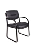 Leather Sled Base Side Chair W/ Arms