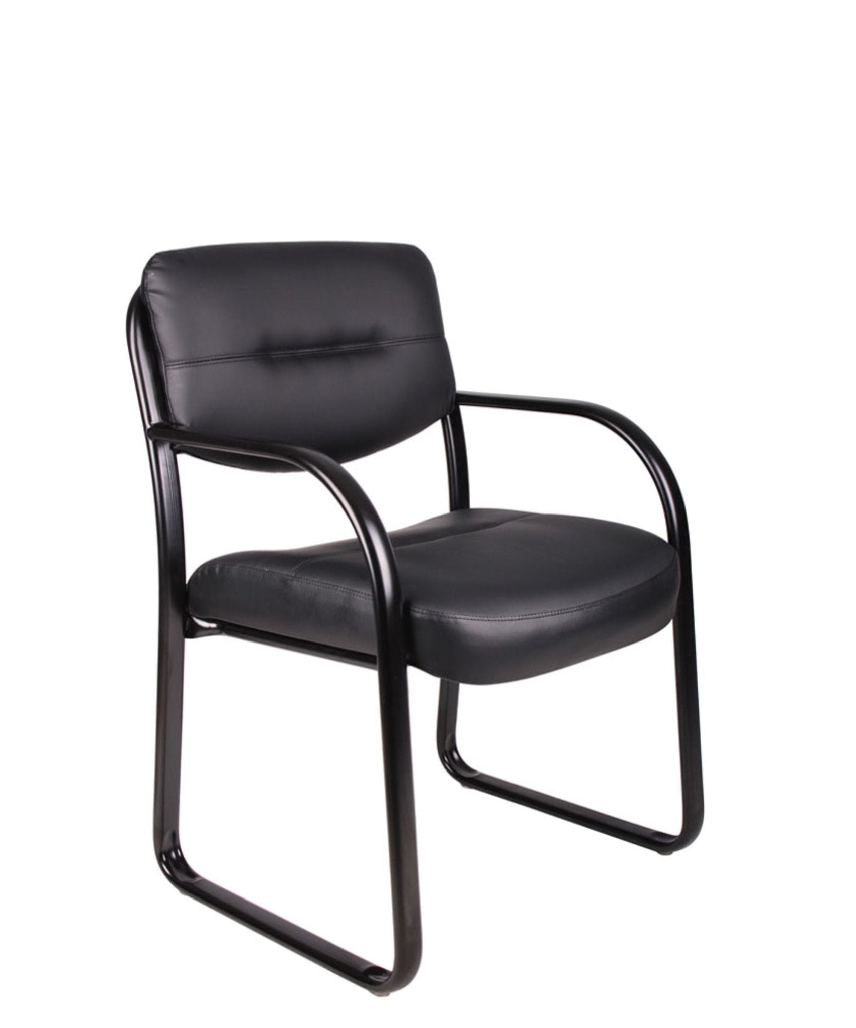Leather Sled Base Side Chair W/ Arms