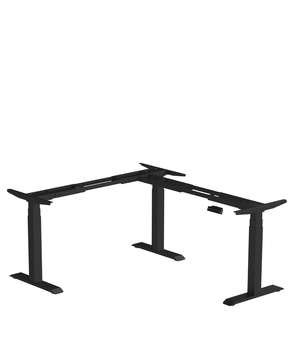 Black 3 Stage Three Motor Adjustable Height L-Shaped Base